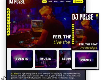 DJ & Music Artist Wix Studio Website Template – Responsive, Easy-to-use, Drag-n-Drop, Club Promoters, Event Organizers, Musician Band, Disco