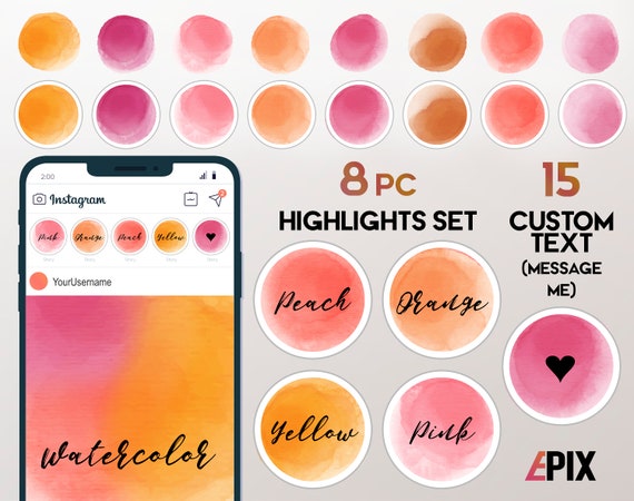 Watercolor Instagram Highlights set colorful pastel | Etsy