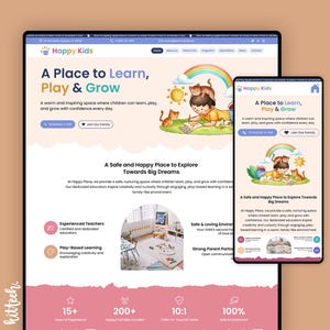 Wix Studio キッズケアテンプレート | チャイルドケア、幼稚園 Wix テンプレート、デイケア、幼稚園、保育園、ウェブサイトデザイン、子供、学校、教育