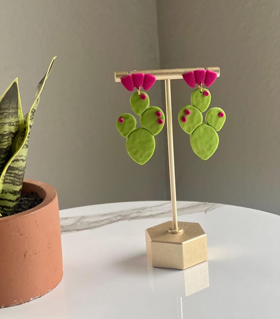 Prickly Pear Cactus Clay Earrings