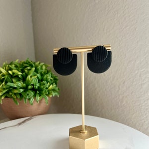 Black Statement Stud Clay Earrings