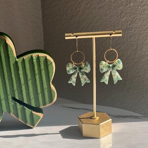Shamrock Bow Clay Earrings