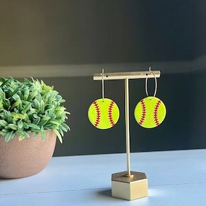 Large Softball Clay Hoop Earrings