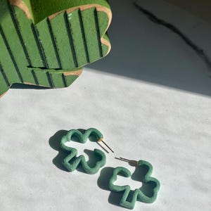 Shamrock Hoop Clay Earrings