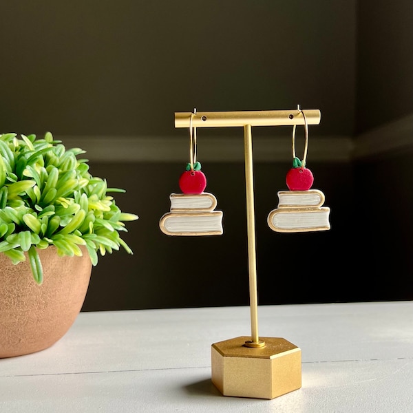 Books with Apple Clay Earrings