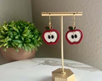 Apple Dangle Clay Earrings