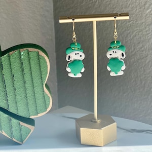 Charlie Dog Shamrock Clay Earrings