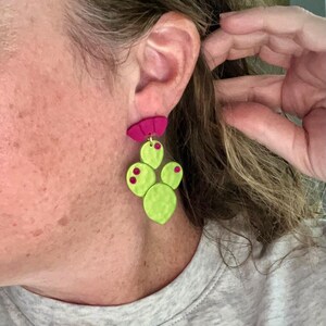 Prickly Pear Cactus Clay Earrings image 2