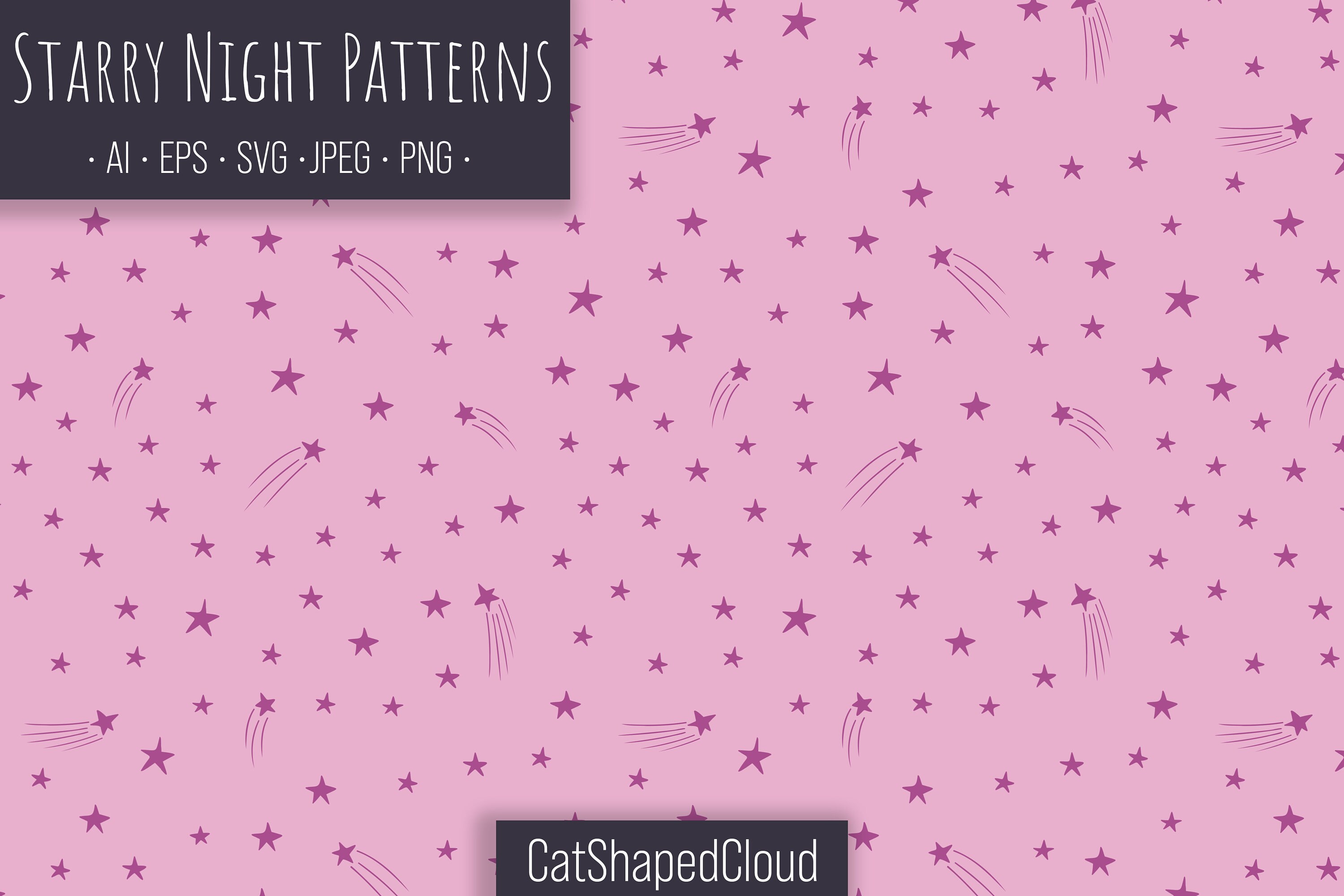 Stars Celestial Seamless Pattern Set in Pink and Blue Space | Etsy