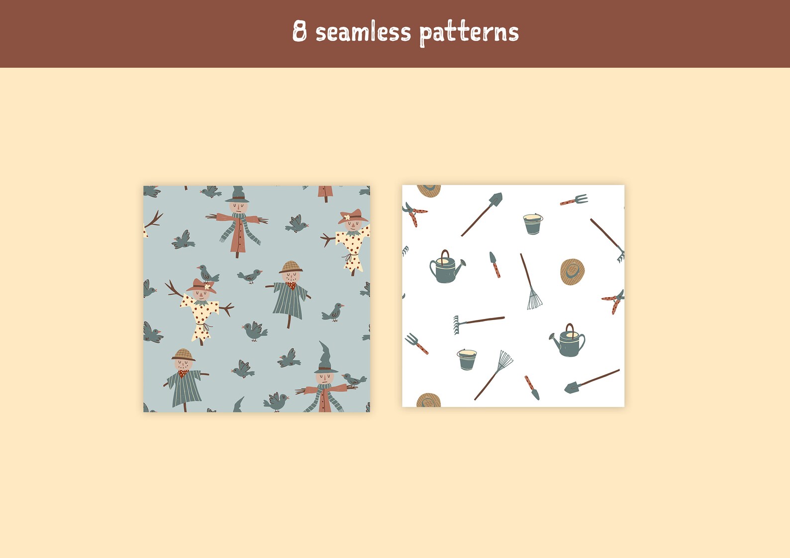 Farm and Barn Animals Set Digital Paper, Cute Children Illustrations ...