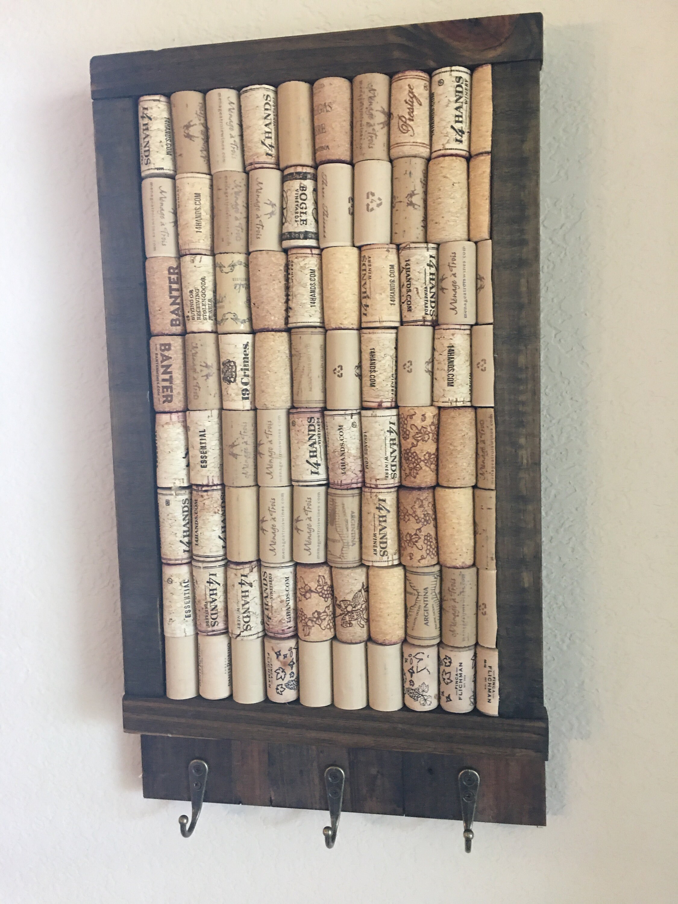Wine Cork Bulletin Board Key Rack Etsy