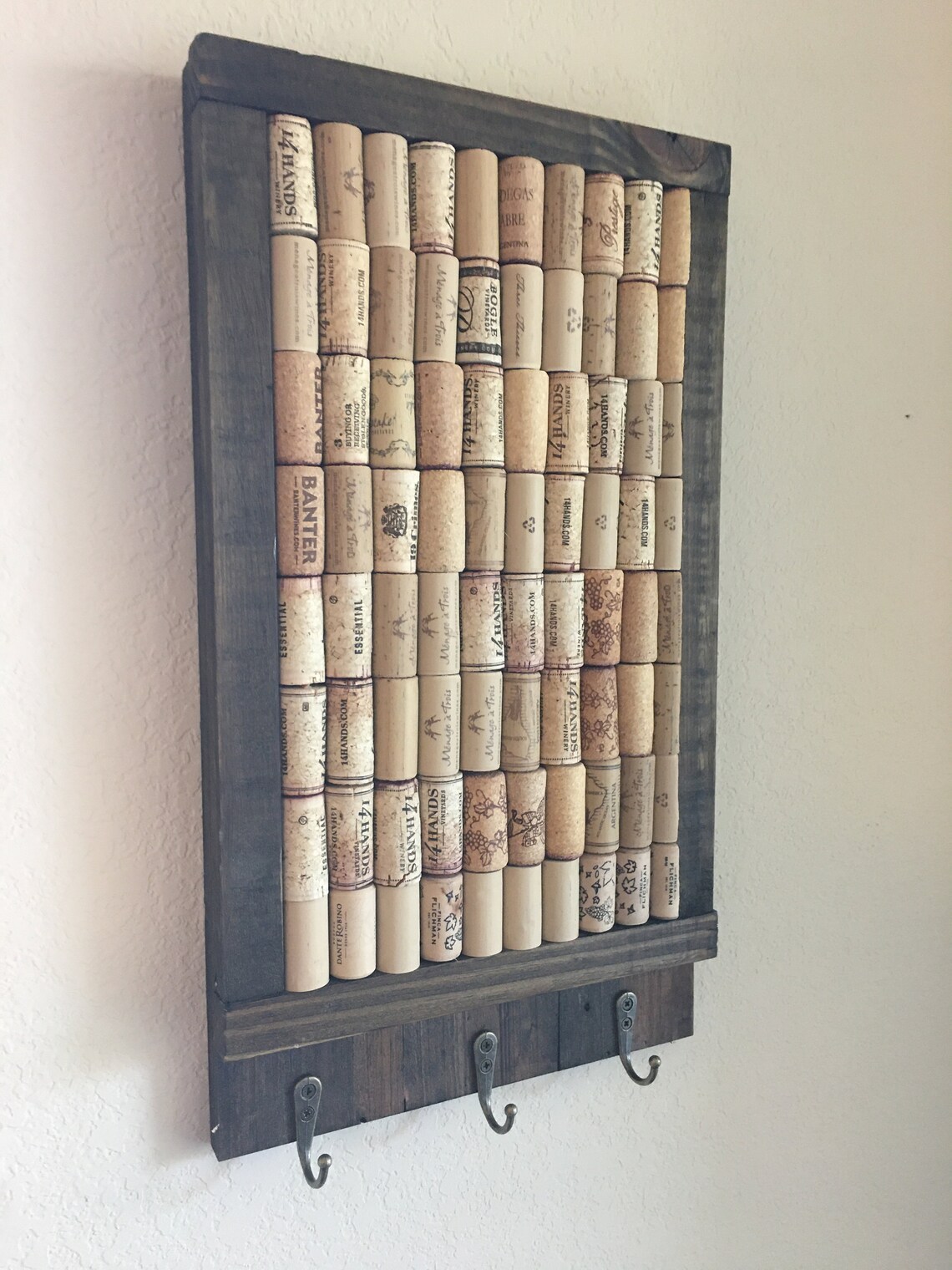 Wine Cork Bulletin Board Key Rack Etsy