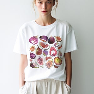 Figs T Shirt Vintage Graphic Fruit Shirt Boho Abstract Botanical Tee Fruit Tshirt For Women Vegan Shirt Foodie Tshirt Plant T-shirt