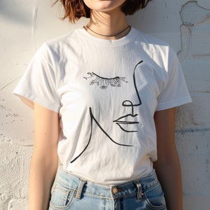 Line Art Shirt Face Abstract Drawing T shirt Minimalist Summer Aesthetic Tshirt For Women Feminine Cute Graphic Tee Gift For Beautician