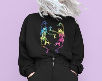 Dancing Skeleton Sweatshirt - Spooky Season Halloween Crewneck Skeleton Sweatshirt Skeleton Sweater Halloween Sweater Fall Sweatshirt