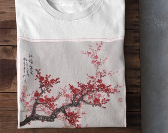 Kirschblüte japanische Vintage Blütenblatt Kunst Tumblr ästhetische Unisex T-Shirt/Shirt/Top, orientalische Sakura