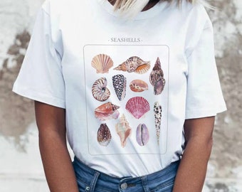 Seashells Illustration T Shirt - Aesthetic - Vintage Seashell Print - Art Tshirt