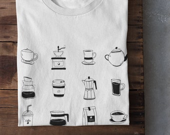 Coffee T-Shirt - Barista T Shirt - Coffee Addict - Foodie Gift - Coffee Chart Tee