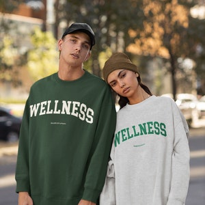 Wellness Crewneck Sweatshirt - Tennis Crewneck - Retro Sporty Sweater - Aesthetic Sweatshirt - Health Club Sweatshirt - Athleisure - Vintage