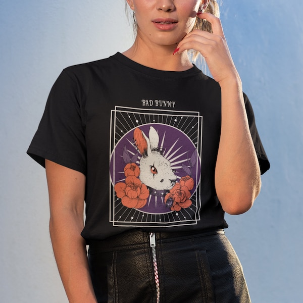 Bad Bunny T-Shirt - Punk Rock Tee - Grunge - Aesthetic T shirt - White Rabbit Tee