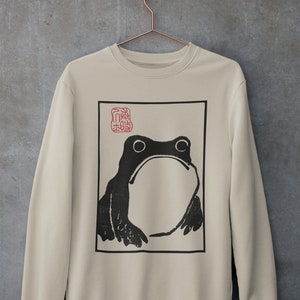 Unimpressed Frog Crewneck Sweatshirt - Vintage Sweatrshirt - Matsumoto Hoji Frog Jumper - Aesthetic Crewneck - Japanese Crewneck