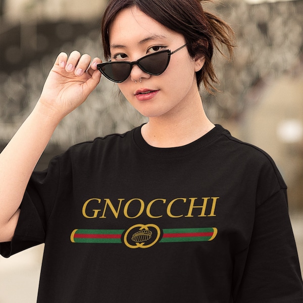 Gnocchi T-Shirt - Designer Logo T-Shirt - Funny Tshirt - Logo T shirt - Oversize Tee - Trendy Graphic T shirt