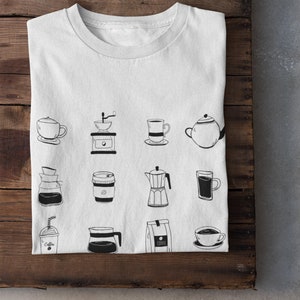 Coffee T-Shirt - Barista T Shirt - Coffee Addict - Foodie Gift - Coffee Chart Tee