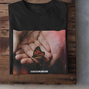 Antisocial Butterfly T-Shirt - Monarch Butterfly - Grunge - Aesthetic - Butterfly Tee