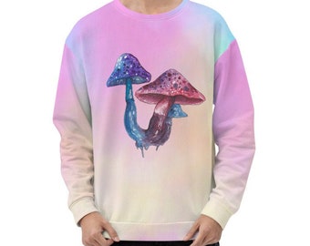 Psychedelic Mushroom Sweatshirt - Pastel Goth - Aesthetic Sweatshirt - Harajuku - Tie Dye Effect - Cyberpunk - Vaporwave