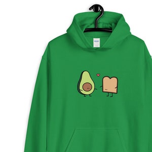 Avocado on Toast Love Unisex Hoodie, Avocado Addict Hooded Sweatshirt, Couple Gift, Best Friend Gift, Gift for Her, Vegan Gift, Avotoast image 2