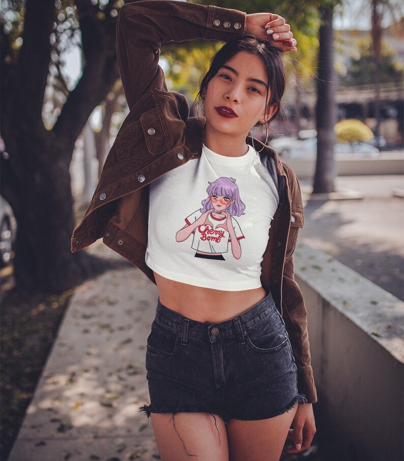 Cosplay Top Trending Now Anime Gift Manga Crop Top Waifu Cropped top Cherry Bomb Anime Crop Tee