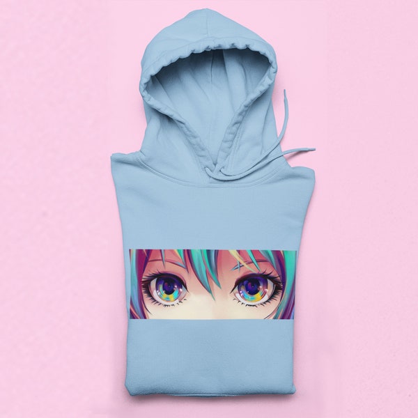 Anime Eyes Unisex Hoodie - Oversized Hoodie - Trendy Hoodie - Anime Sweatshirt - Kawaii Clothing - Aesthetic - Pastel Goth - Japanese Hoodie