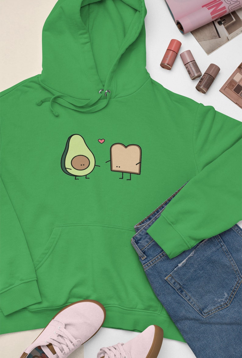 Avocado on Toast Love Unisex Hoodie, Avocado Addict Hooded Sweatshirt, Couple Gift, Best Friend Gift, Gift for Her, Vegan Gift, Avotoast image 6