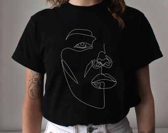 Abstract Face T Shirt - Drawing - Art - Single Line Drawing - Aesthetic T shirt - Minimalist Tshirt