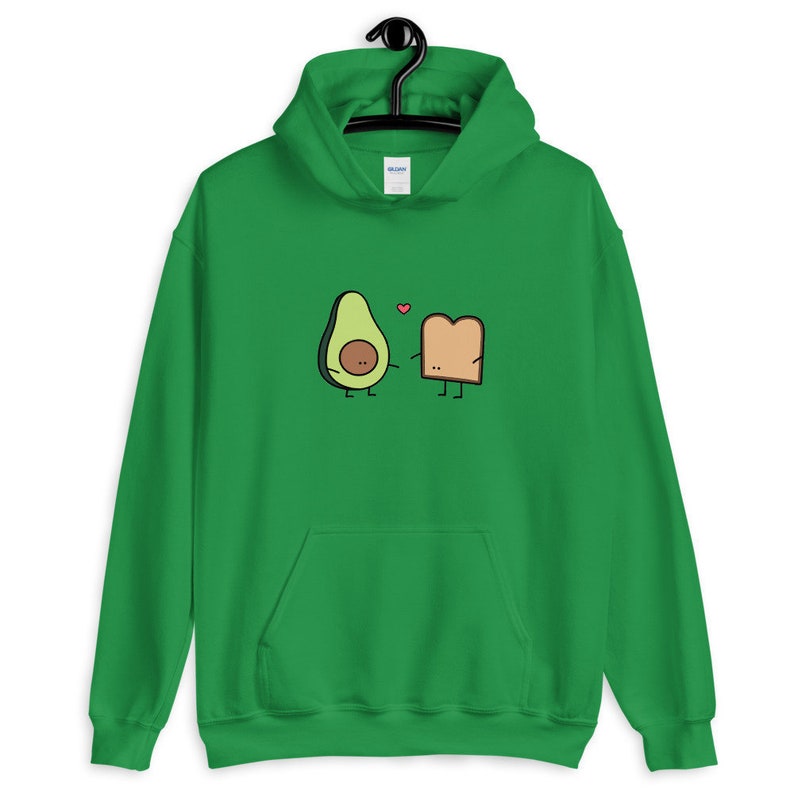 Avocado on Toast Love Unisex Hoodie, Avocado Addict Hooded Sweatshirt, Couple Gift, Best Friend Gift, Gift for Her, Vegan Gift, Avotoast image 2