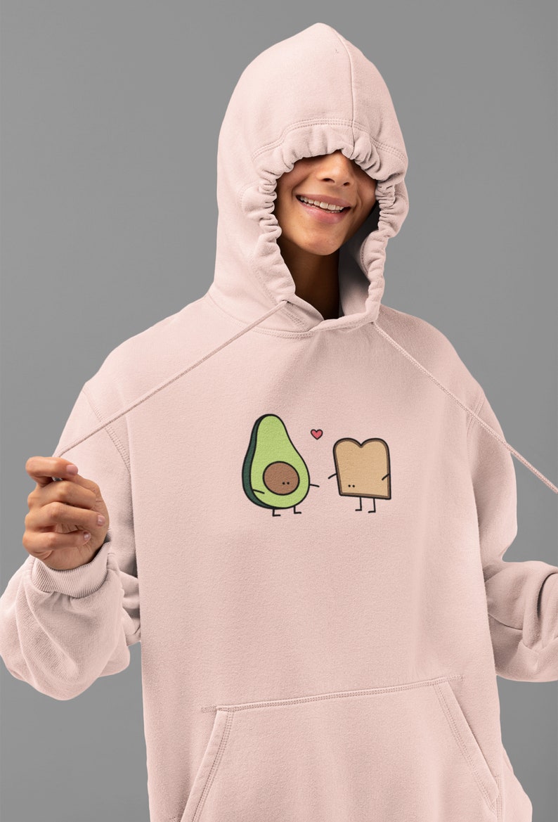 Avocado on Toast Love Unisex Hoodie, Avocado Addict Hooded Sweatshirt, Couple Gift, Best Friend Gift, Gift for Her, Vegan Gift, Avotoast image 1