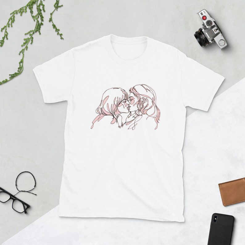 Girls Kissing Abstract One Line Drawing T Shirt Lgbt - Etsy