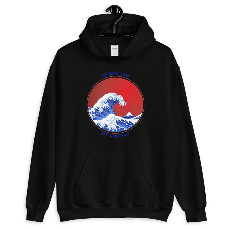 Hokusai Wave Hoodie the Great Wave off Kanagawa Japanese Etsy
