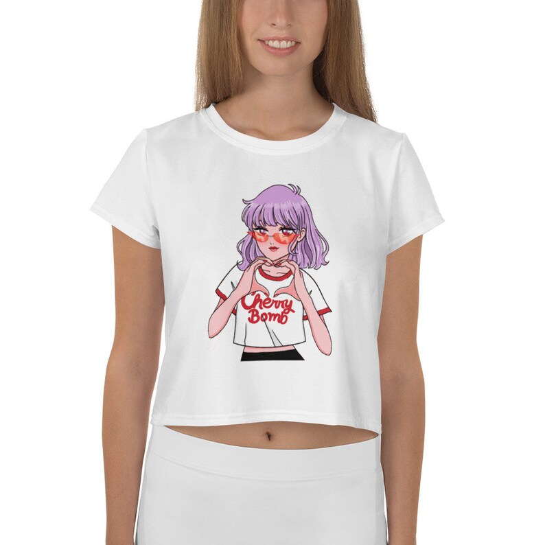 Cosplay Top Trending Now Anime Gift Manga Crop Top Waifu Cropped top Cherry Bomb Anime Crop Tee