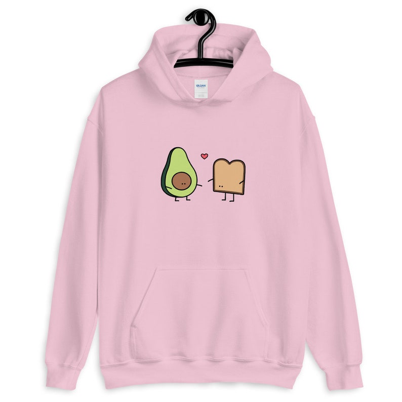 Avocado on Toast Love Unisex Hoodie, Avocado Addict Hooded Sweatshirt, Couple Gift, Best Friend Gift, Gift for Her, Vegan Gift, Avotoast image 3