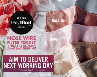 Silk Face Mask Britain Same Day Dispatch Adjustable Face Mask UK Reusable Face Mask UK Made Pleated Face Mask Washable Face Mask