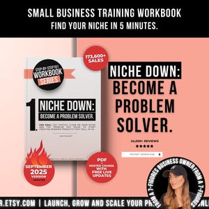 How to Niche Down And Solve Problems Workbook, Find Your Profitable Niche in 1h, Marketing Etsy And Shopify Seller Guide, Business Workbook