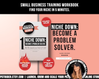 How to Niche Down And Solve Problems Workbook, Find Your Profitable Niche in 1h, Marketing Etsy And Shopify Seller Guide, Business Workbook