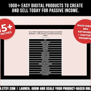 1000 Digital Products Ideas To Create And Sell Today For Passive Income, Etsy Digital Downloads Small Business Ideas and Bestsellers to Sell image 5