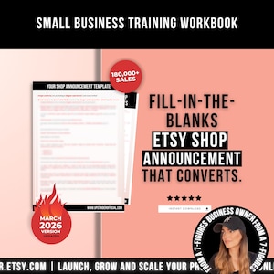 Een Etsy Shop-aankondiging schrijven die converteert, invultekst Etsy Shop-aankondigingssjabloon, verkopen op Etsy, Etsy-verkoper Hulp