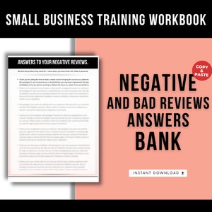 The Ultimate Negative Reviews Responses Examples Template, Etsy and Business Answers Prompts Bank For Bad 1-star Reviews, Feedback Answers image 1