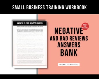 The Ultimate Negative Reviews Responses Examples Template, Etsy and Business Answers Prompts Bank For Bad 1-star Reviews, Feedback Answers