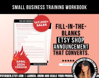 How To Write an Etsy Shop Announcement That Convert, Fill-in-the-blanks Etsy Shop Announcement Template, Selling on Etsy, Etsy Seller Help