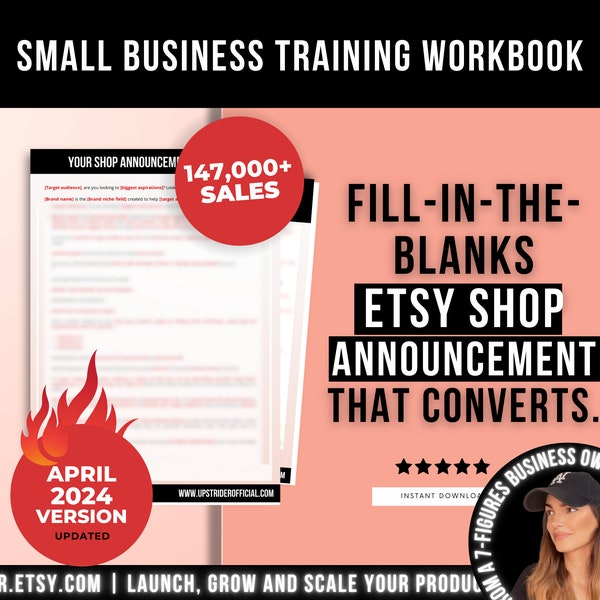 How To Write an Etsy Shop Announcement That Convert, Fill-in-the-blanks Etsy Shop Announcement Template, Selling on Etsy, Etsy Seller Help