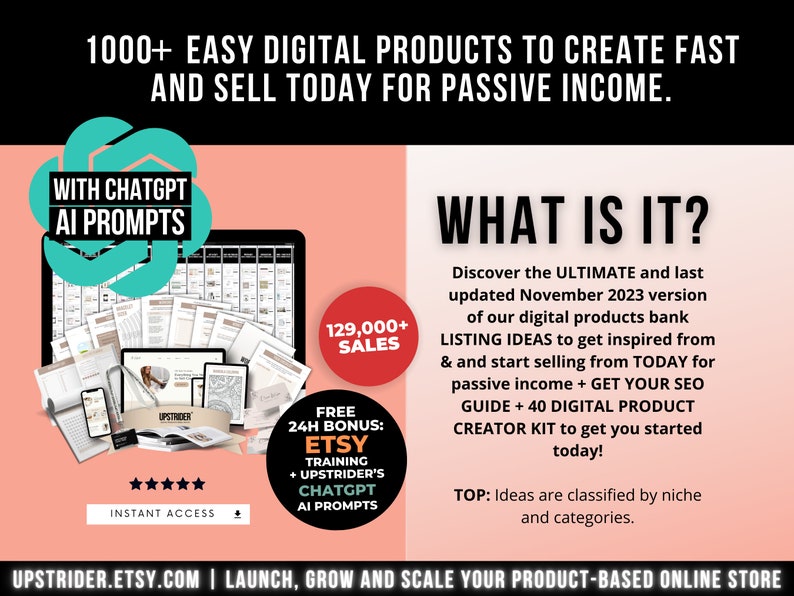 1000 Digital Products Ideas To Create And Sell Today For Passive Income, Etsy Digital Downloads Small Business Ideas and Bestsellers to Sell immagine 4